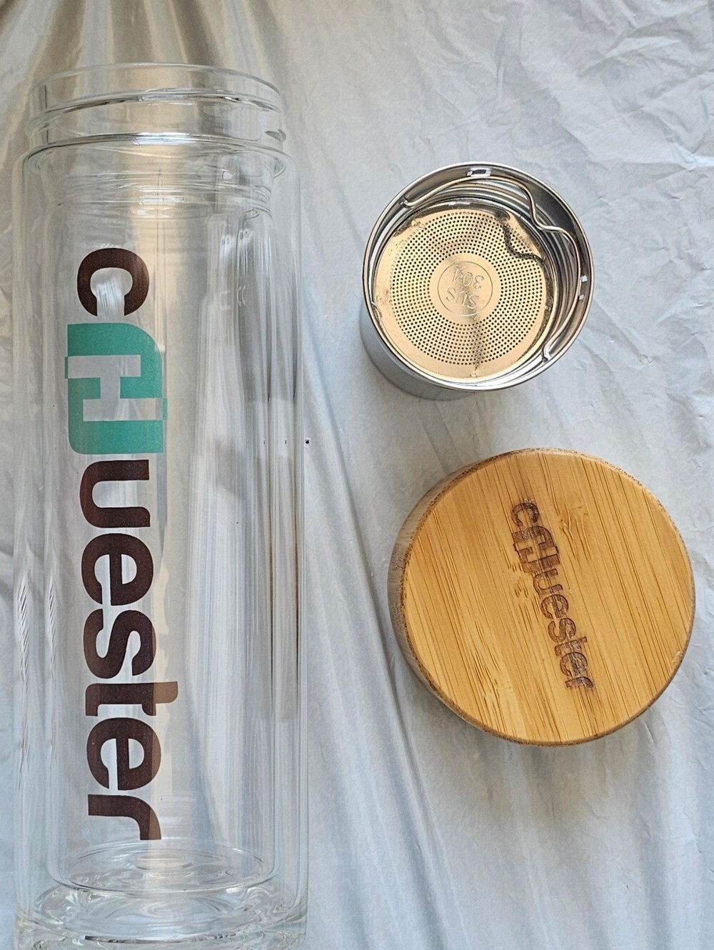 Chuester Double Walled Glass Tea Infuser Bottle (14oz)